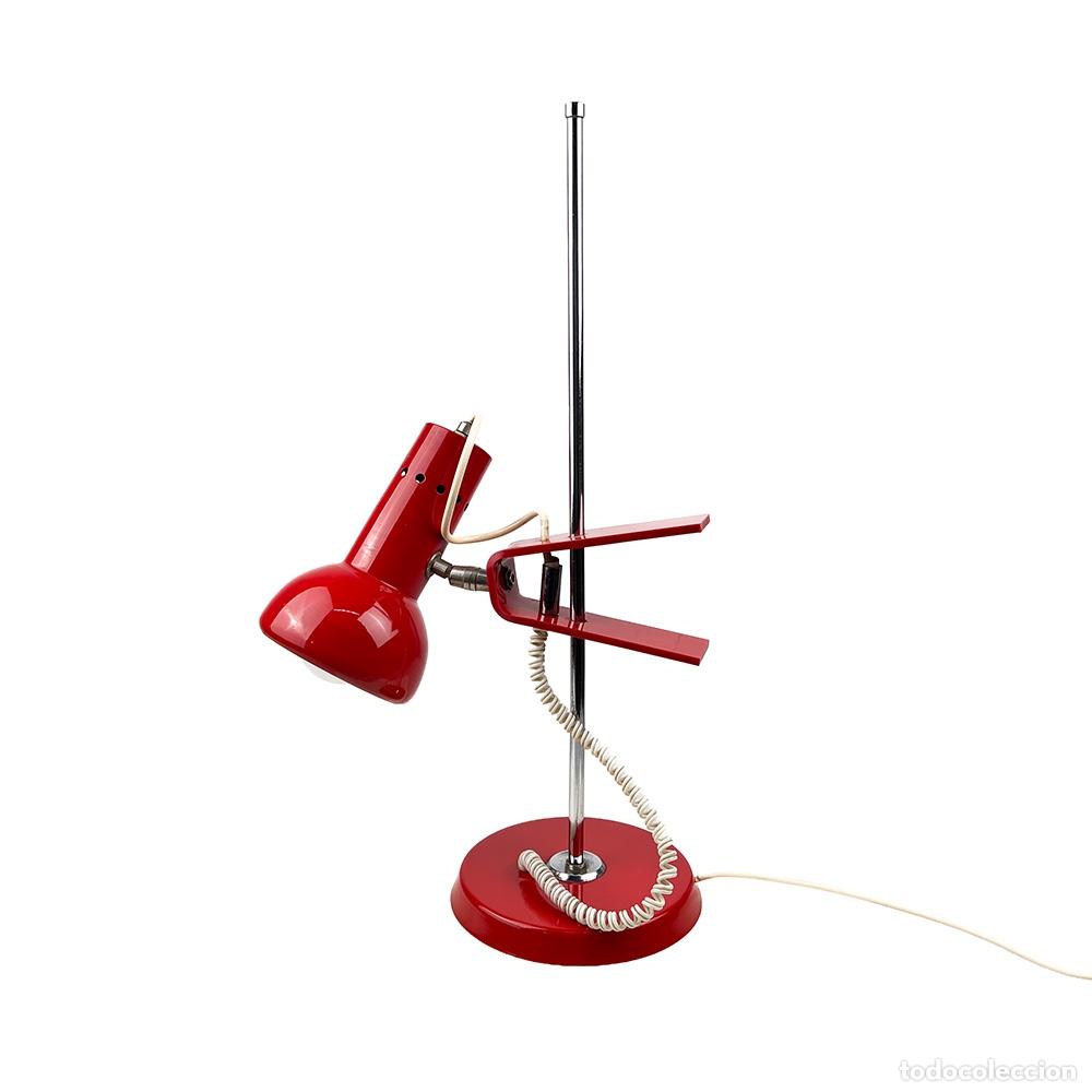 Vintage: L&aacute;mpara de mesa roja 1970s - Foto 2