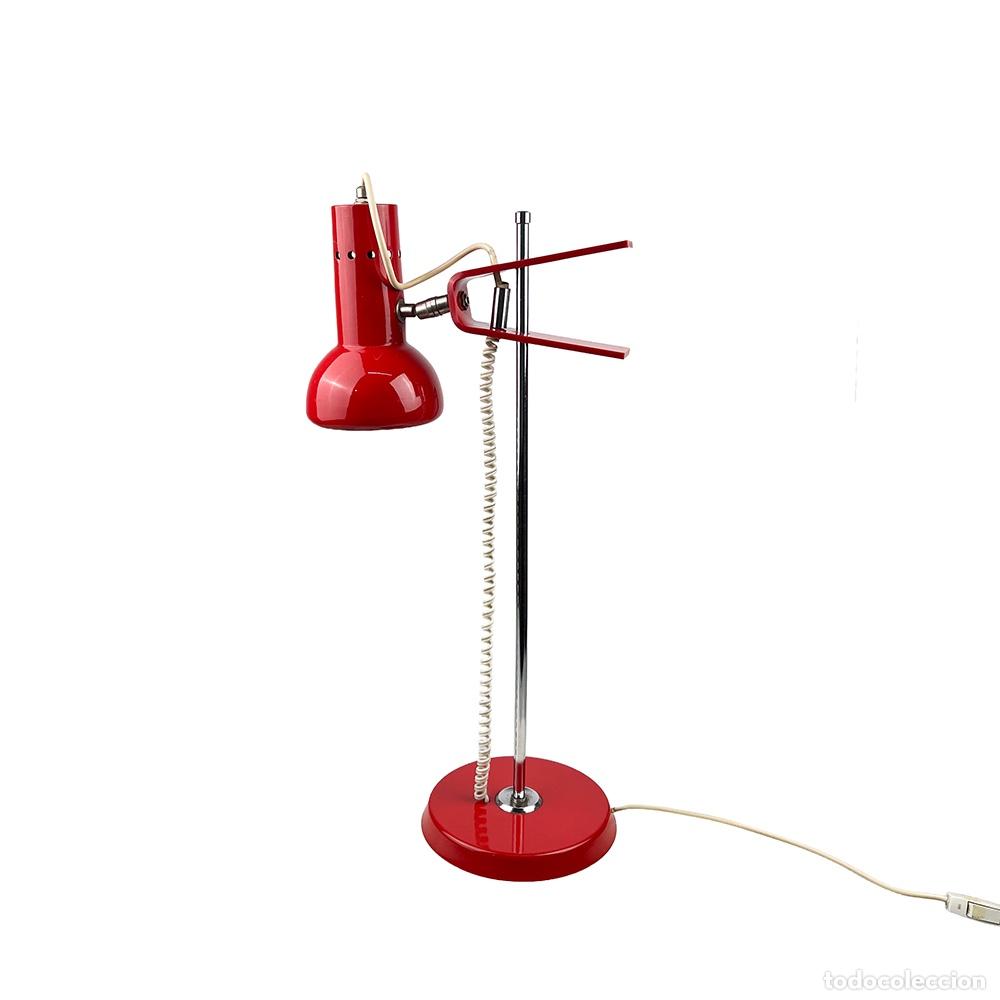 Vintage: L&aacute;mpara de mesa roja 1970s - Foto 3