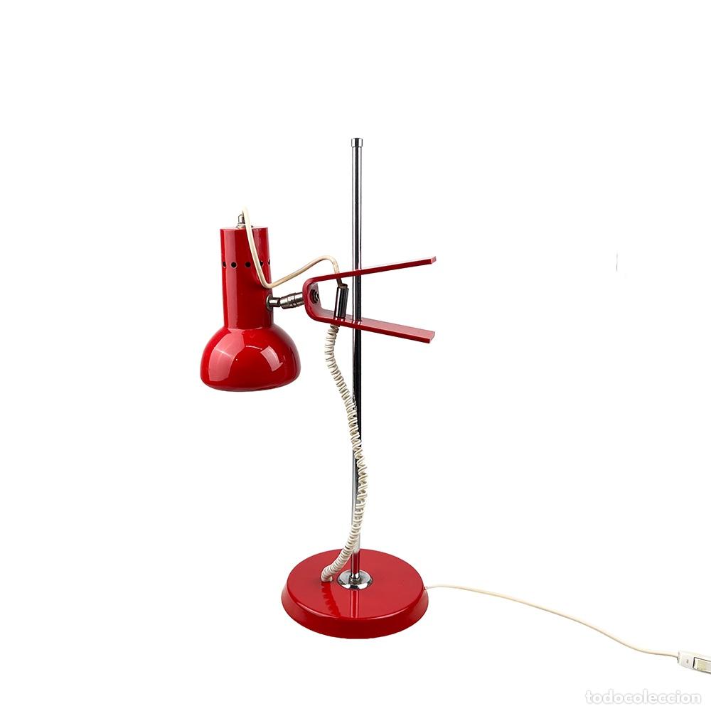 Vintage: L&aacute;mpara de mesa roja 1970s - Foto 4
