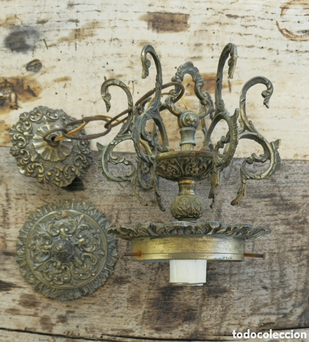 Vintage: Antigua l&aacute;mpara de bronce - Foto 4