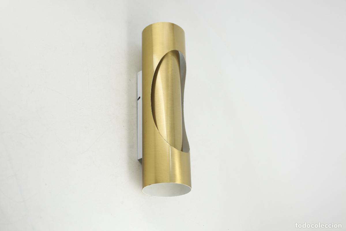 Vintage: l&aacute;mpara pared tipo Raak Fuga aplique tubular dorado space age retro Espa&ntilde;a 70's