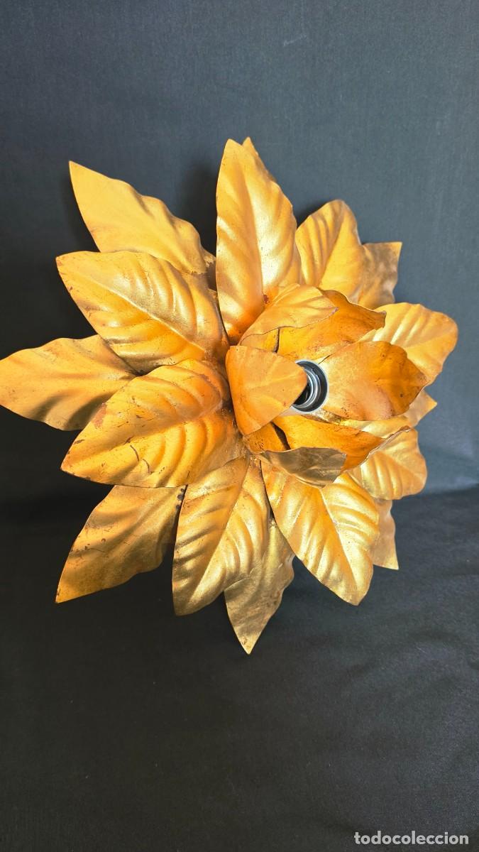 Vintage: Aplique de Pared Vintage Sol Flor Dorada Estilo Banci Firenze (A&ntilde;os 60/70)