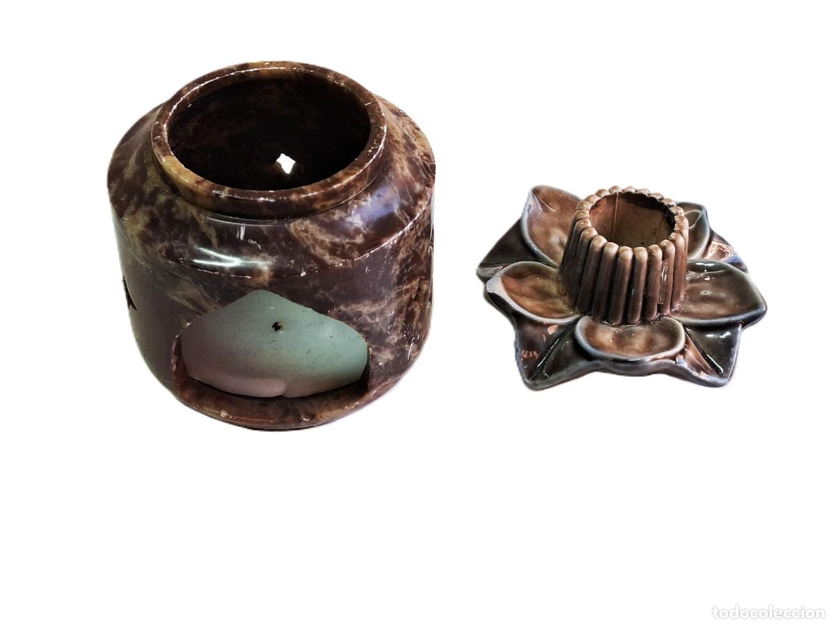 Vintage: L&Aacute;MPARA DE CER&Aacute;MICA AROM&Aacute;TICA Y CANDELABRO