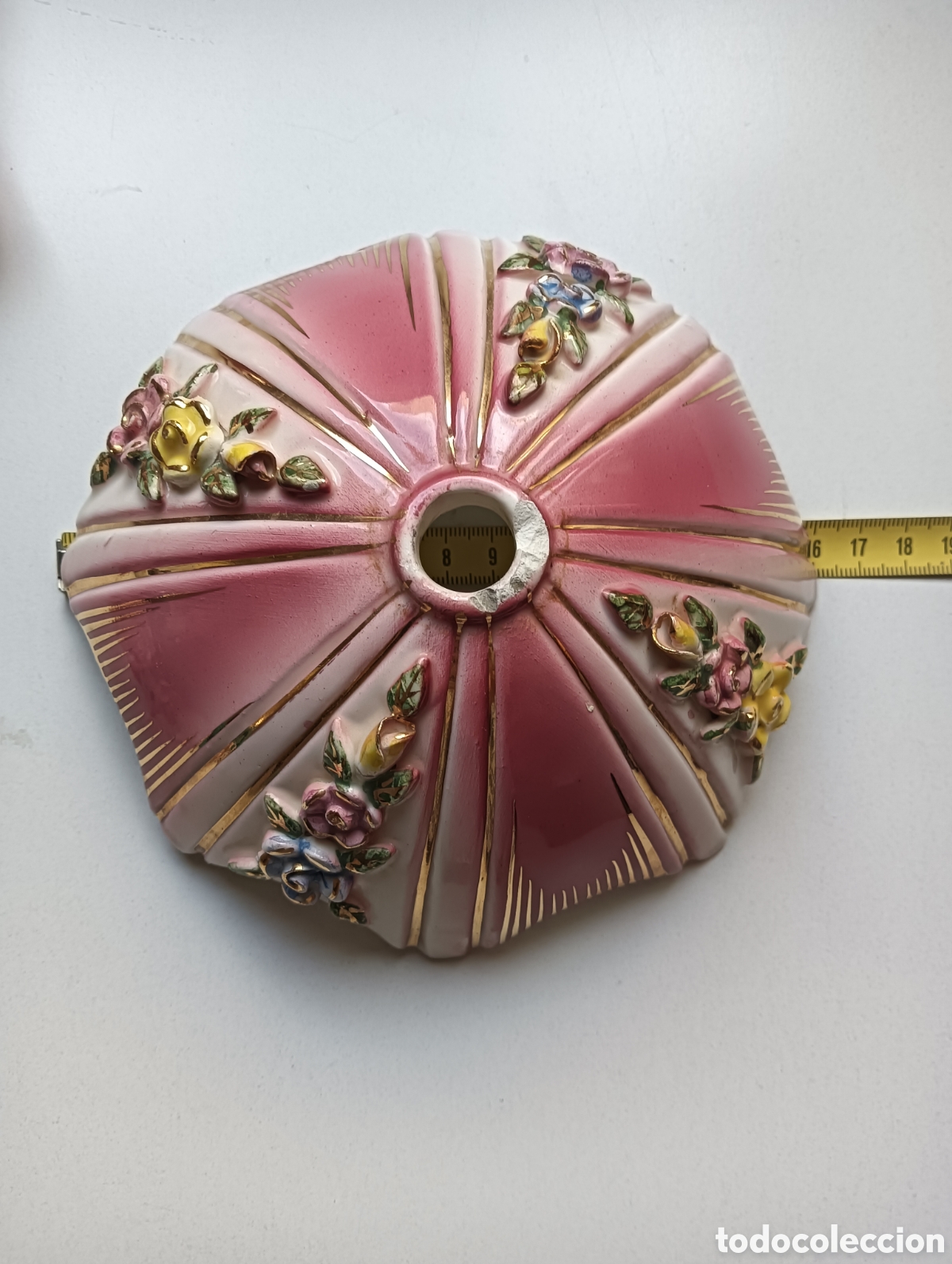 Vintage: Piezas para l&aacute;mpara. Porcelana y oro - Foto 2