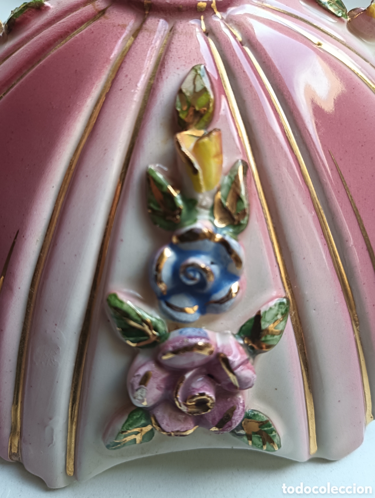 Vintage: Piezas para l&aacute;mpara. Porcelana y oro - Foto 3