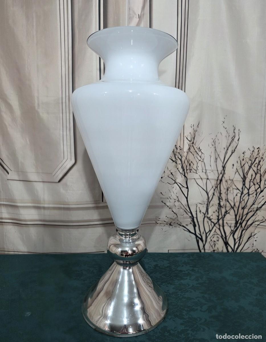 Vintage: Lampara dise&ntilde;o italiano vidrio y metal