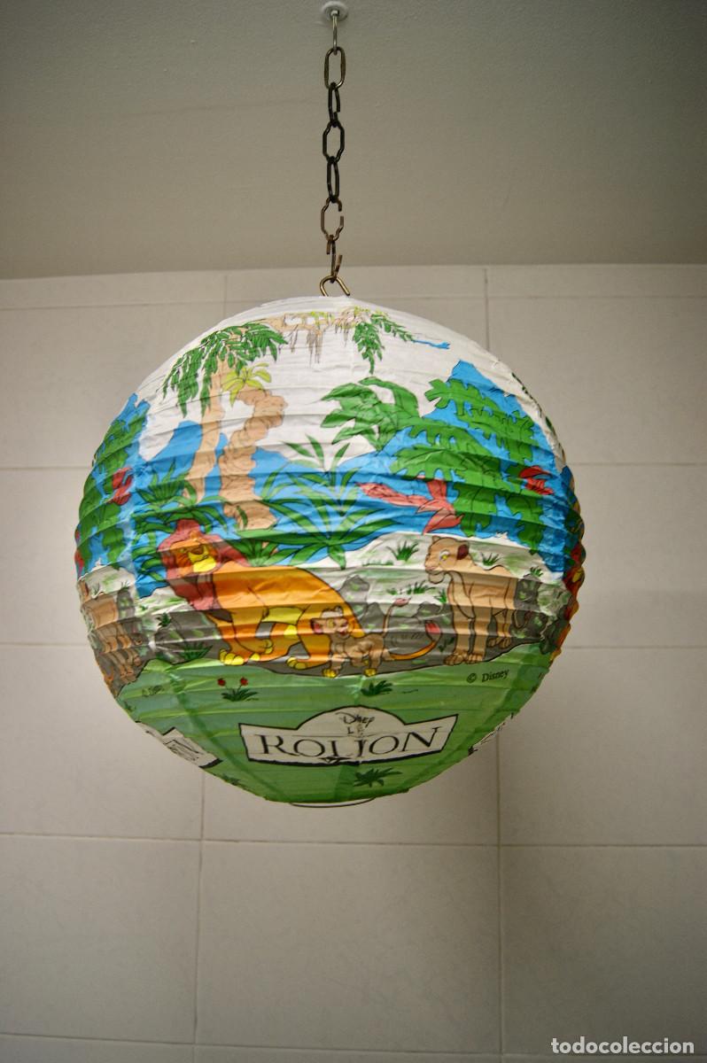 Vintage: Lampara de techo globo para luz en papel El Rey Le&oacute;n