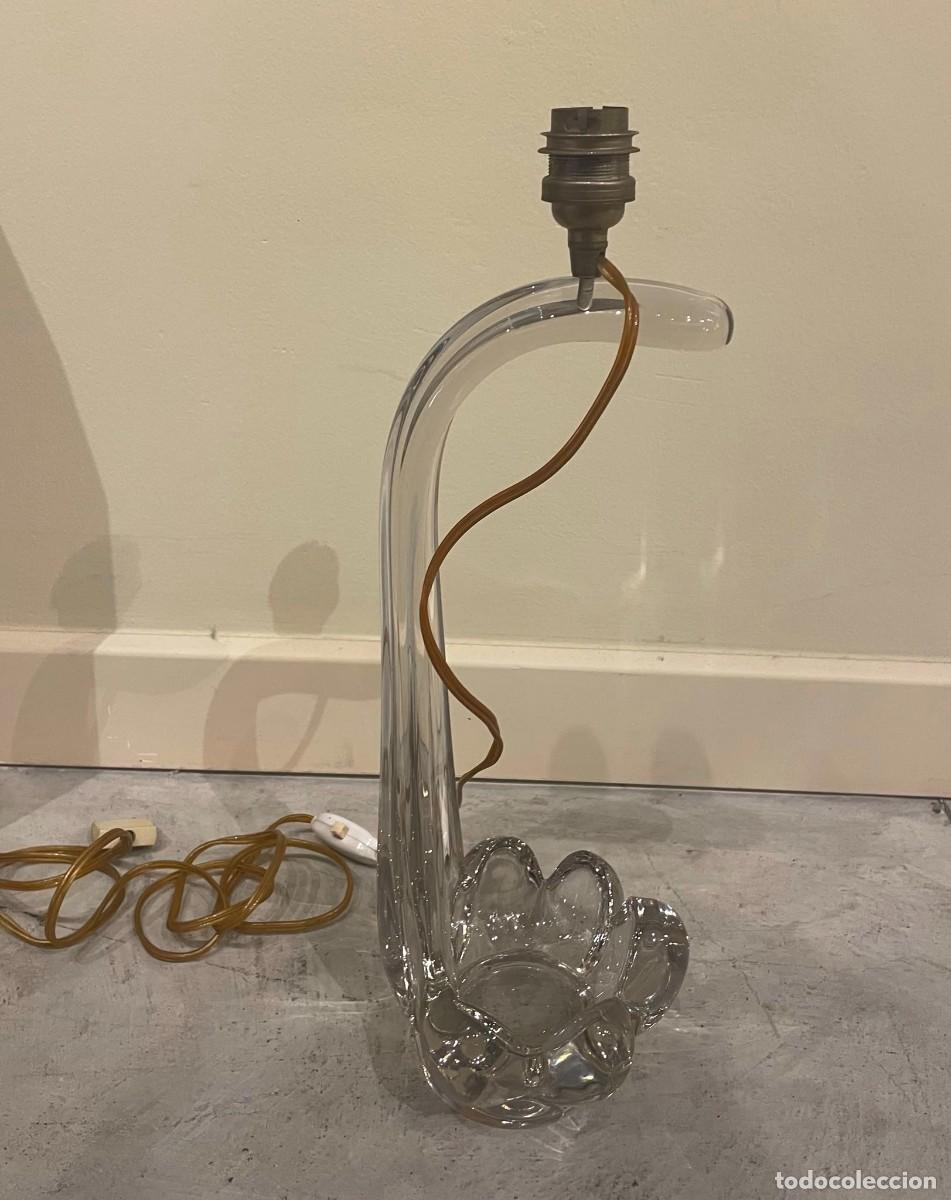 Vintage: Pie de l&aacute;mpara de sobremesa Mid-century de cristal franc&eacute;s, c. 1950.
