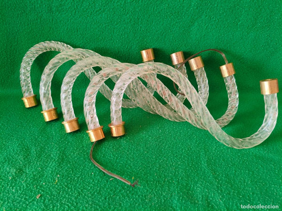 Vintage: LOTE CINCO UNIDADES. BRAZO CRISTAL. REPUESTO LAMPARA TIPO ARA&Ntilde;A.