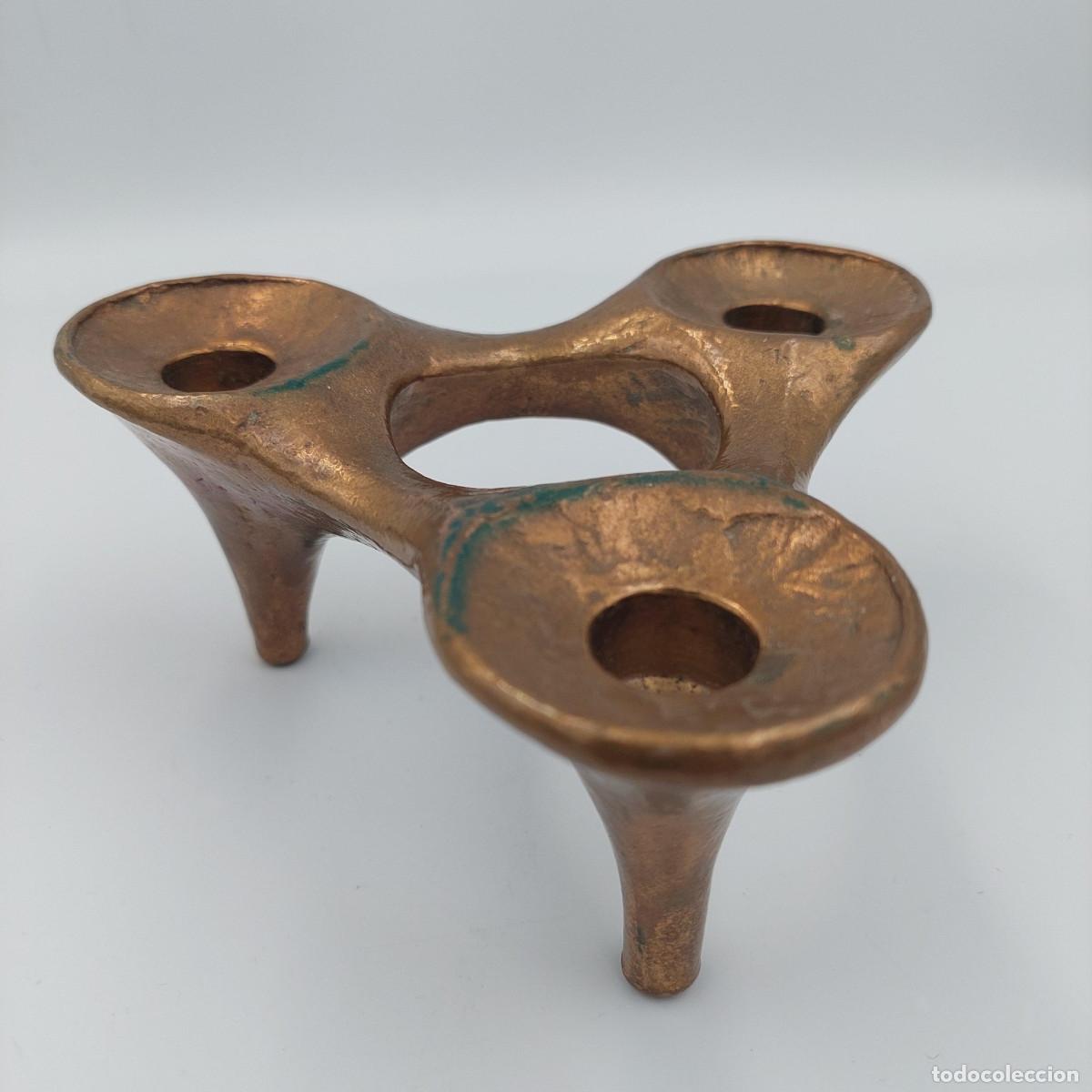 Vintage: Candelabro de bronce brutalista Michael Harjes