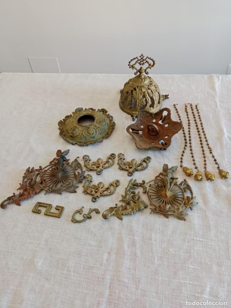 Vintage: Lampara antigua de bronce - Foto 1