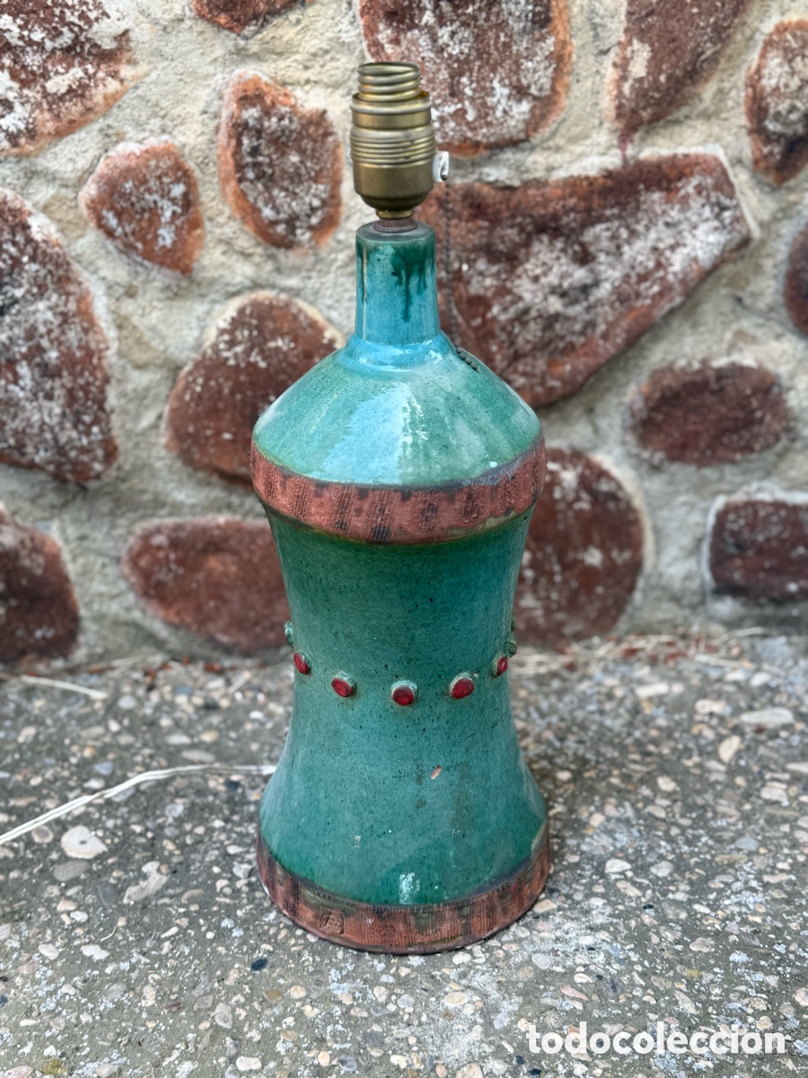 Vintage: Bonita l&aacute;mpara de terracota y esmalte, sellada. Ver im&aacute;genes