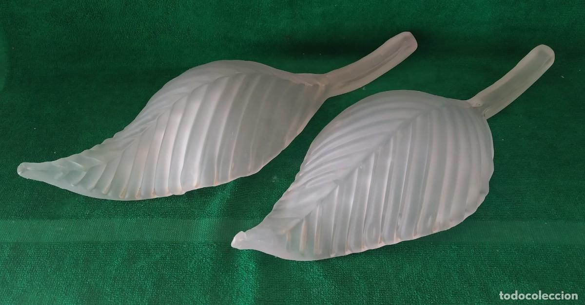 Vintage: DOS HOJAS CRISTAL MURANO PARA LAMPARA O APLIQUE. REPUESTOS DE ILUMINACION. VINTAGE