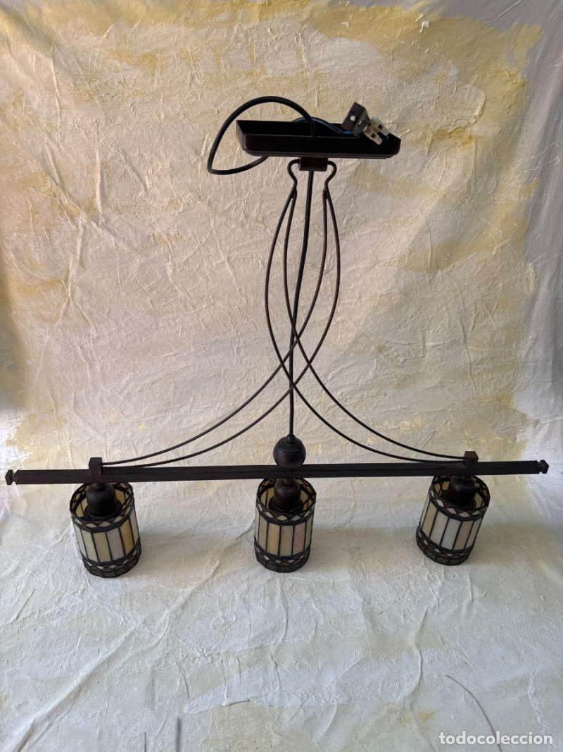 Vintage: L&aacute;mpara de techo tres brazos estilo Tiffany's