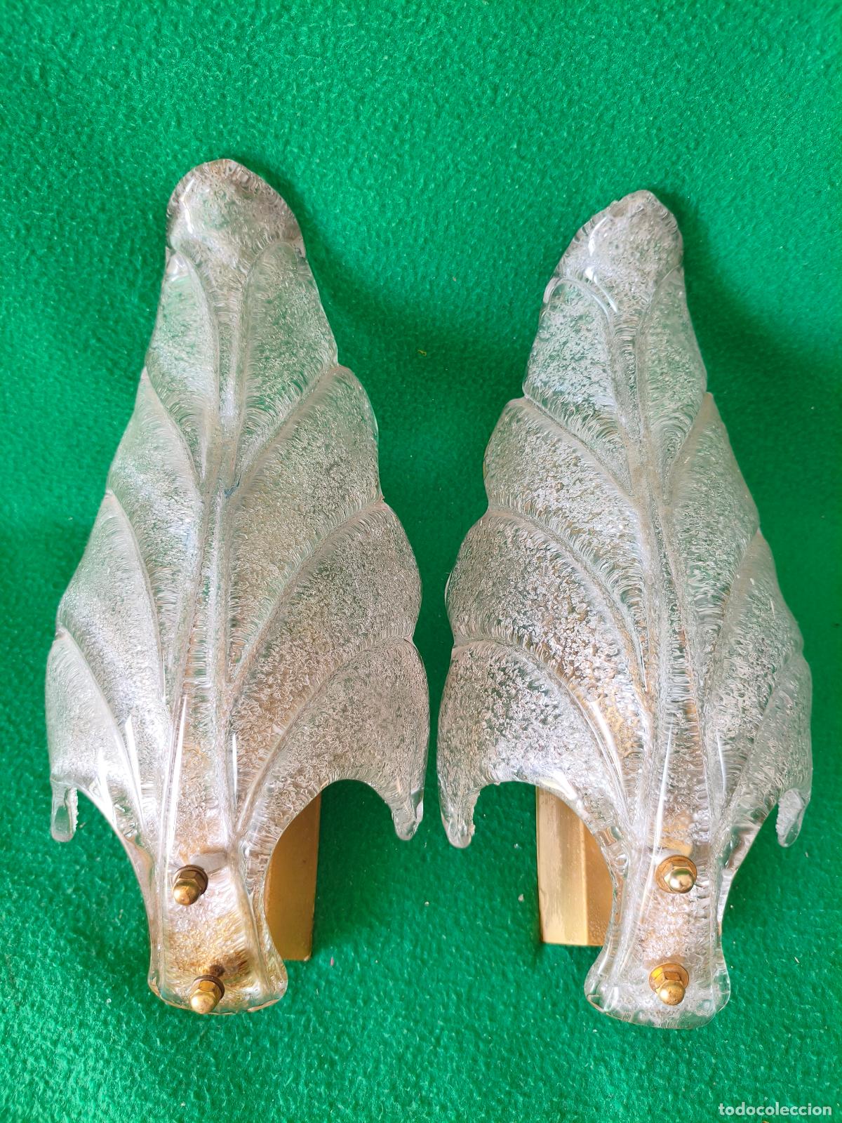 Vintage: PAREJA APLIQUES. CRISTAL TESTURIZADO MURANO MAZZEGA. LAMPARA