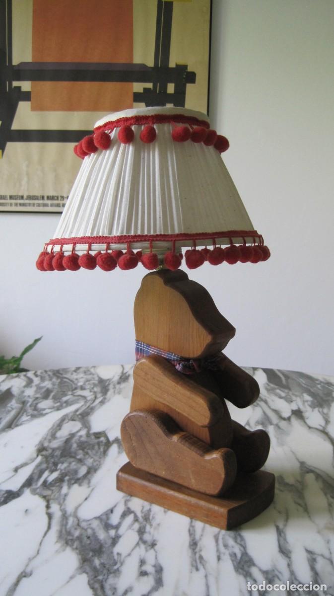 Vintage: L&Aacute;MPARA DE SOBREMESA DE MADERA EN FORMA DE OSO - GORHAM - SPRINGFIELD, MO. - 1984