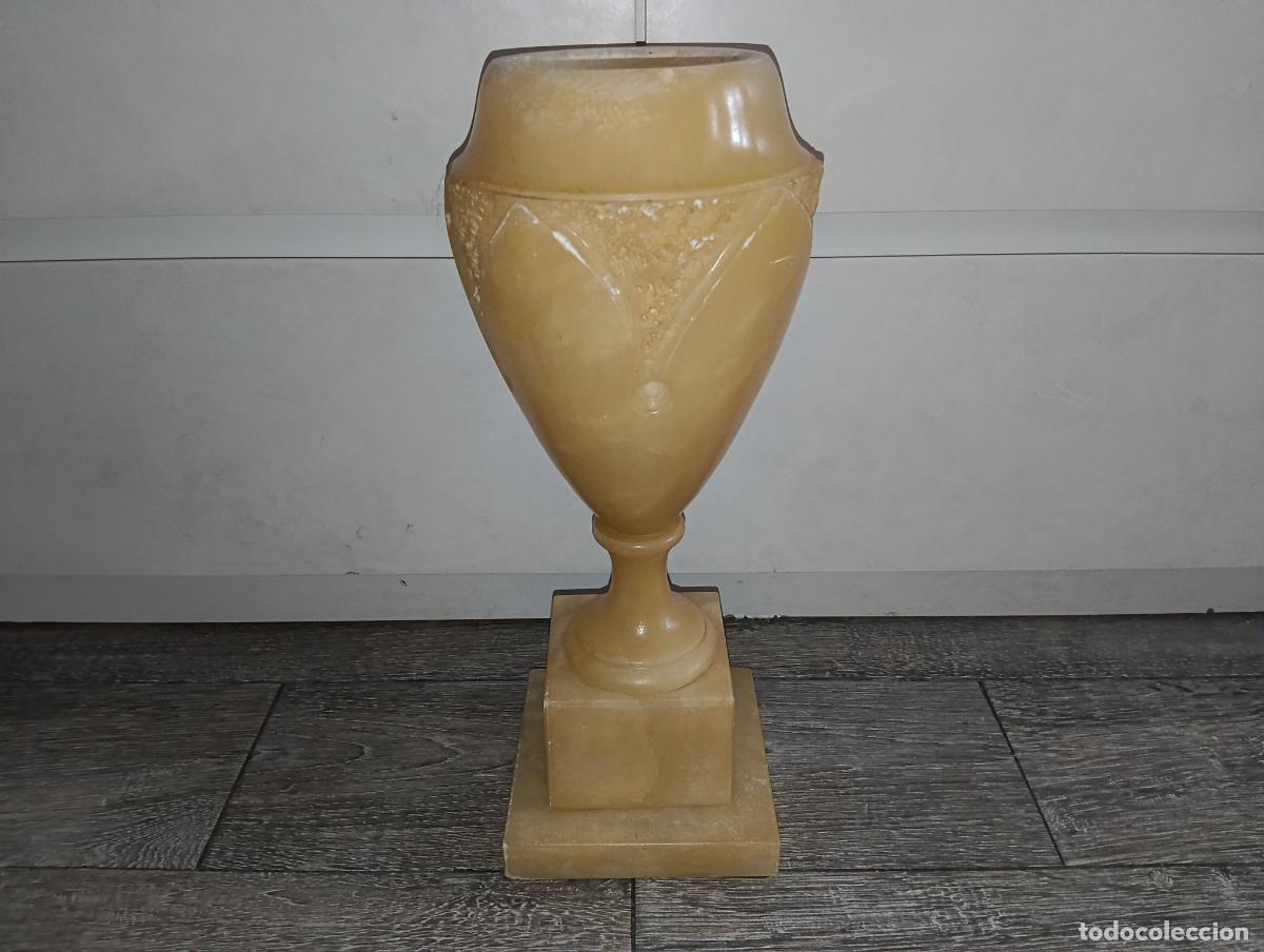 Vintage: L&aacute;mpara de Mesa Cl&aacute;sica Pie de Piedra Natural Alabastro &Oacute;nice