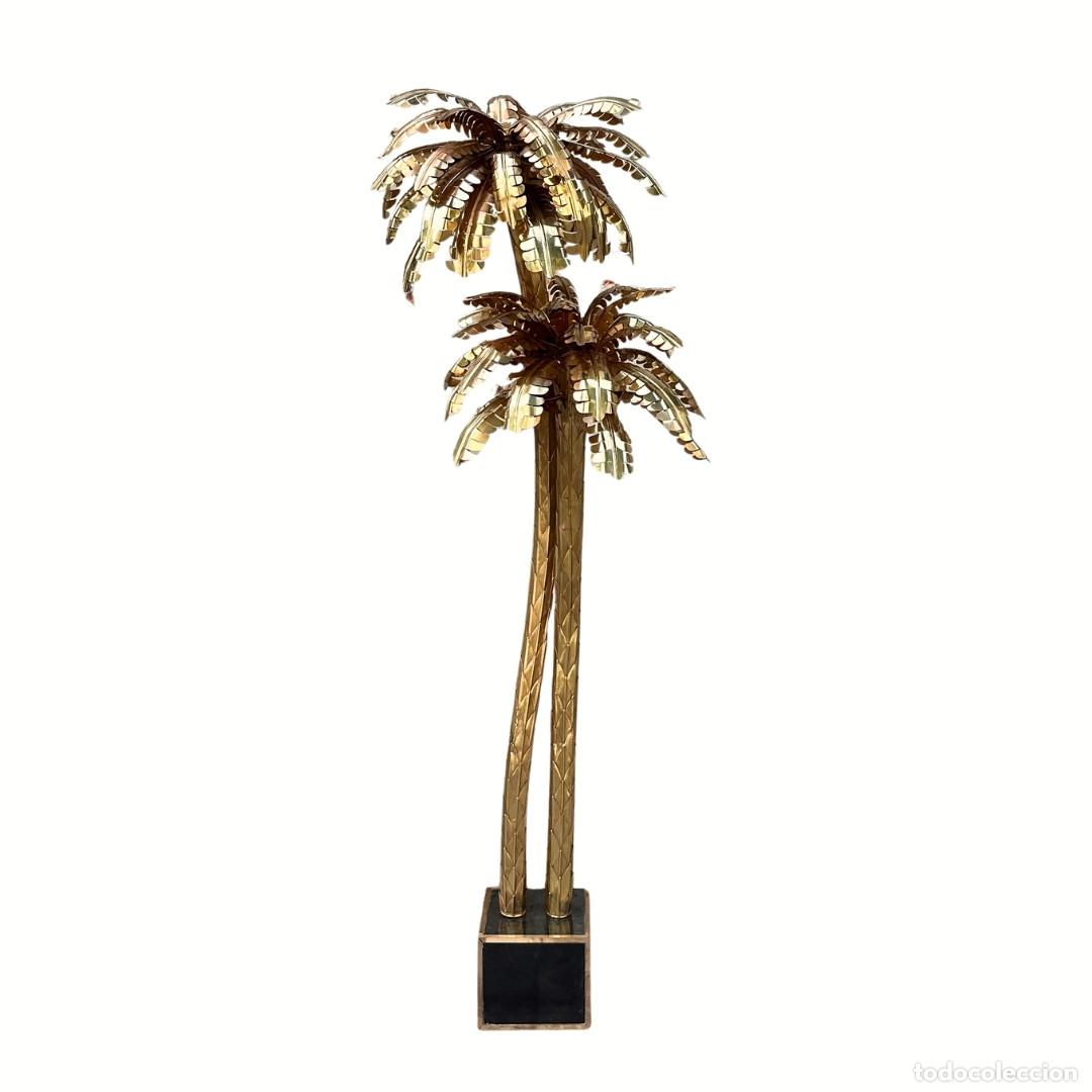 Vintage: L&aacute;mpara de pie &ldquo;Palmeras&rdquo;, Christian Techoueyres para Maison Jansen, lat&oacute;n dorado, 70&rsquo;s &ndash; Francia