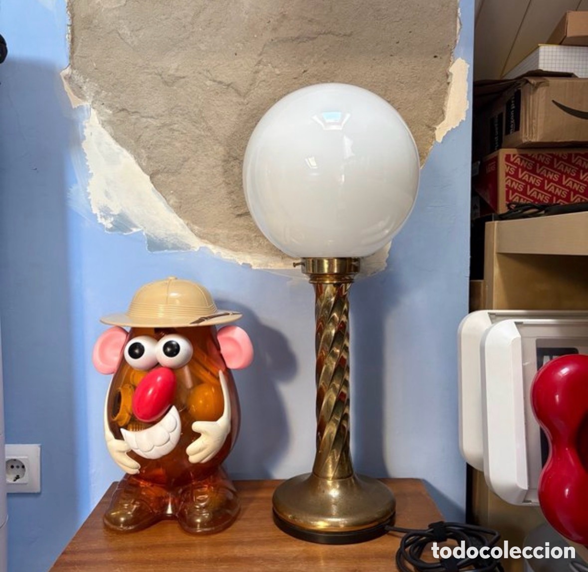 Vintage: L&aacute;mpara Hollywood Regency Lat&oacute;n y Opalina Vintage A&ntilde;os 70 - Columna Salom&oacute;nica