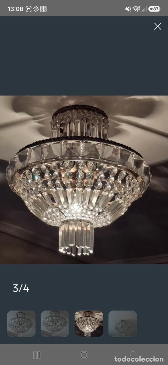 Vintage: L&aacute;mpara de cristal grande.