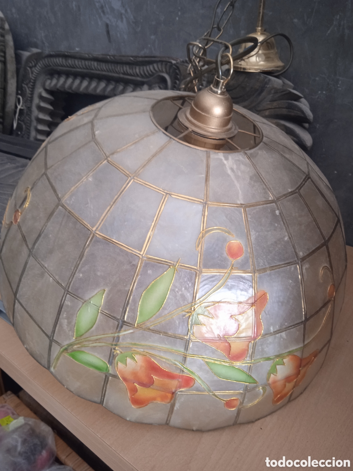 Vintage: L&aacute;mpara tiffanys nacar 40 cm. - Foto 2