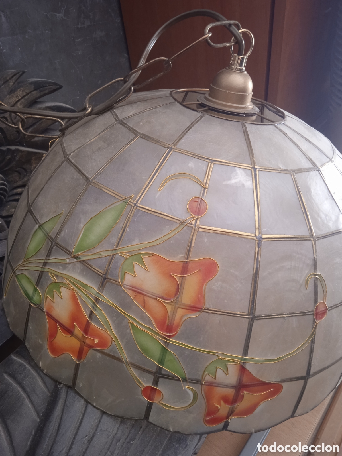 Vintage: L&aacute;mpara tiffanys nacar 40 cm. - Foto 1