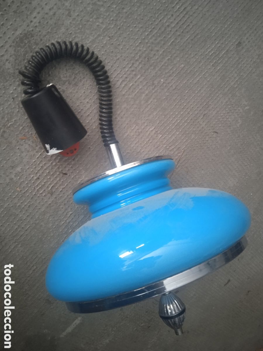 Vintage: L&aacute;mpara opalina azul turquesa