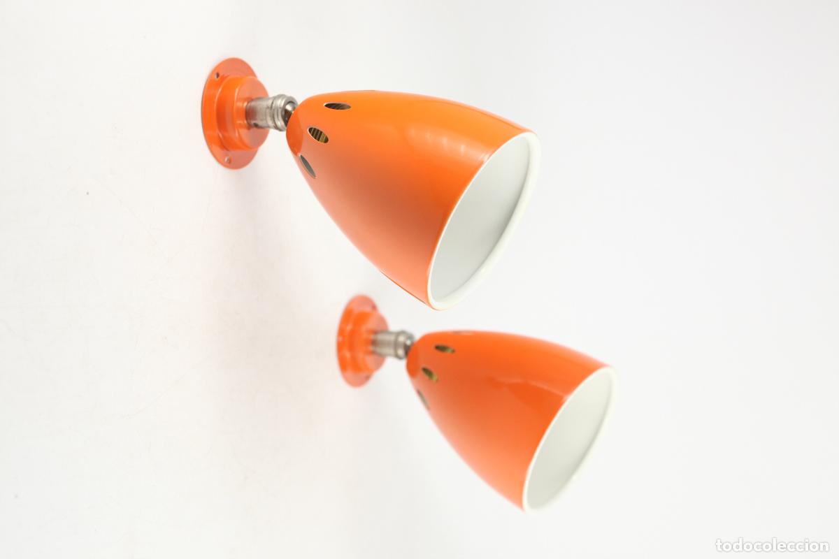 Vintage: 2 Foco aplique naranja vintage retro lampara pared orientable spot 70s