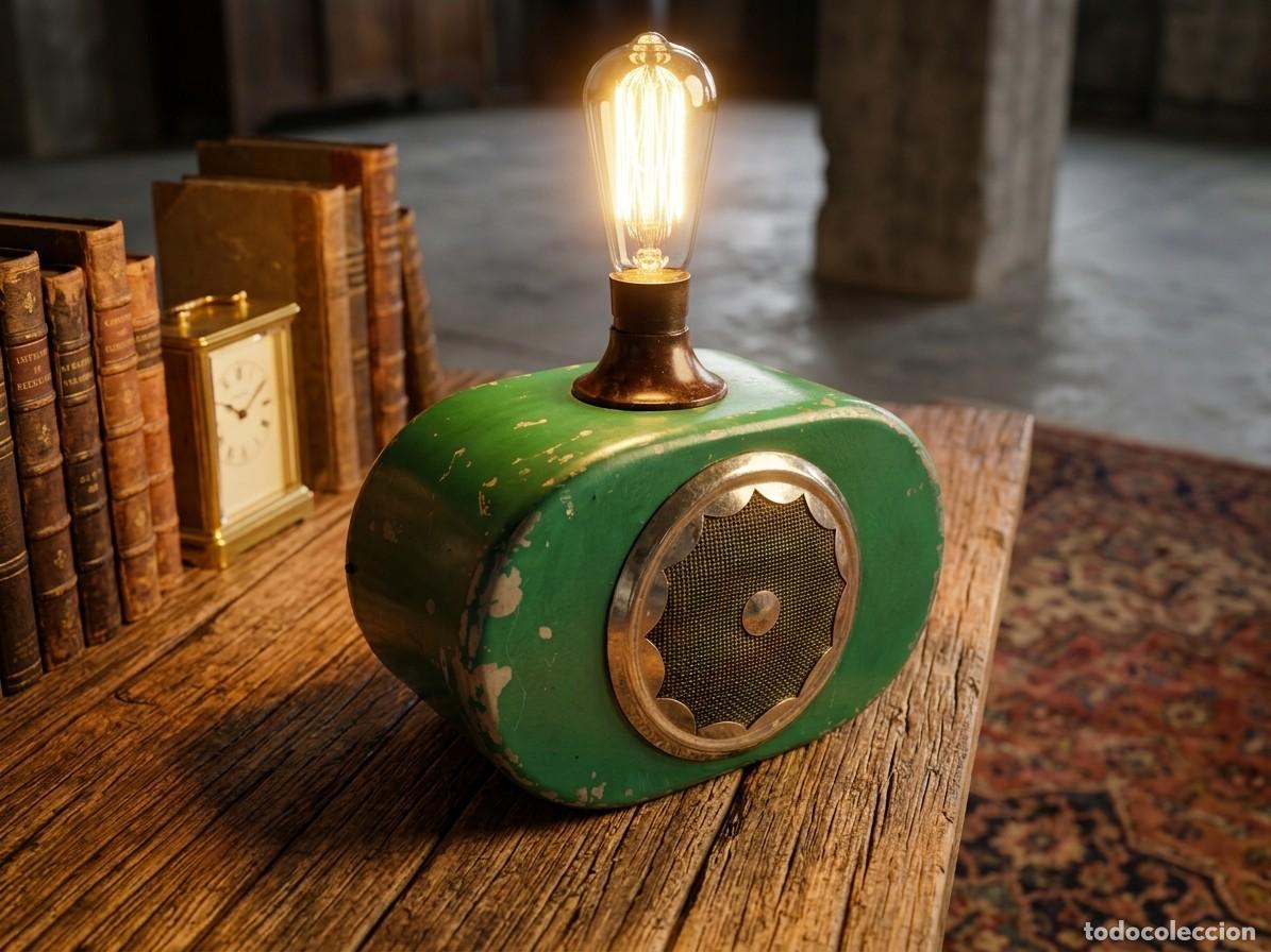 Vintage: LAMPARA DE MESA HECHA CON UN ANTIGUO VENTILADOR LUZ VINTAGE RECUPERADA DECORACION STEAMPUNK UPCYCLED
