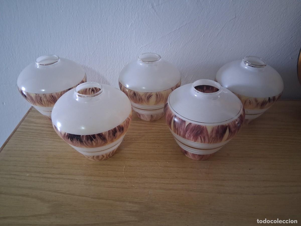 Vintage: 5 Tulipas de cristal con forma de orza para lampara