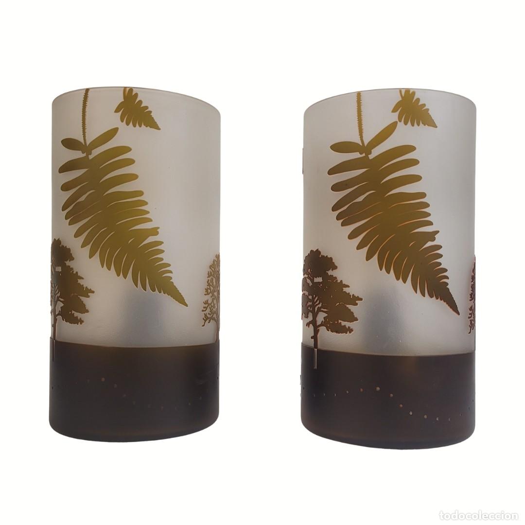 Vintage: Pareja de l&aacute;mparas de mesa, cristal doblado y al &aacute;cido, firmadas F.J., 70&rsquo;s &ndash; Francia