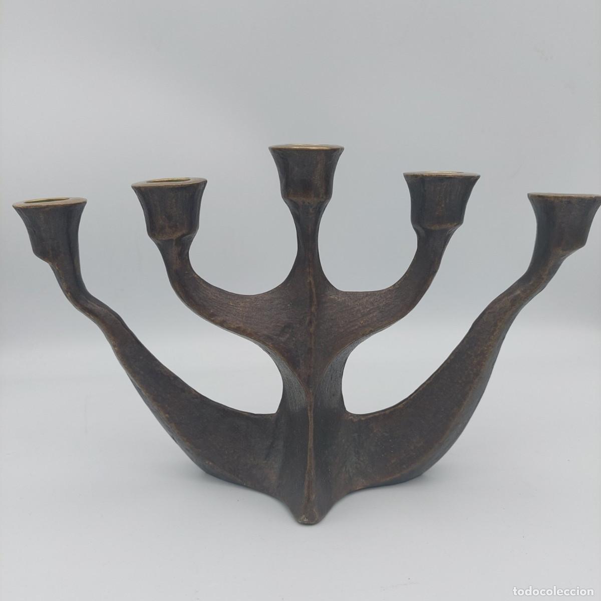 Vintage: Candelabro de bronce brutalista Michael Harjes