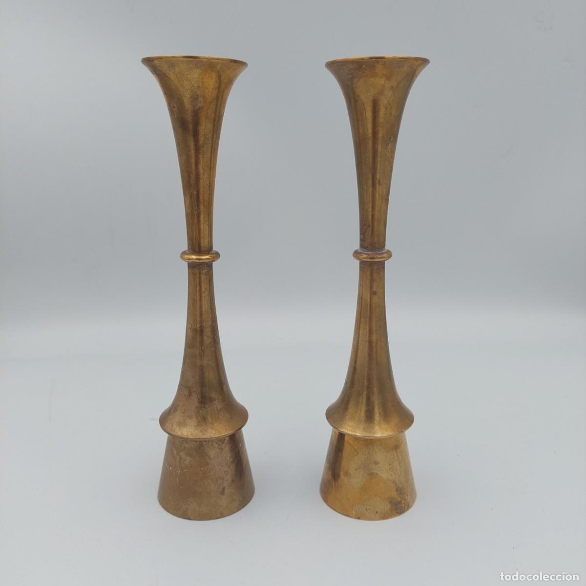 Vintage: Pareja de candelabros laton modernistas daneses