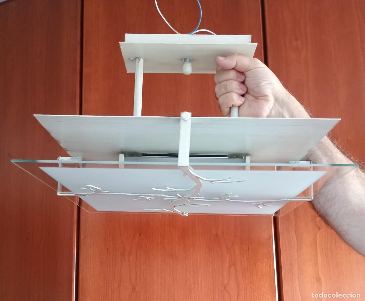 Vintage: L&aacute;mpara de techo hierro forjado y cristal. Luces 7D HAB