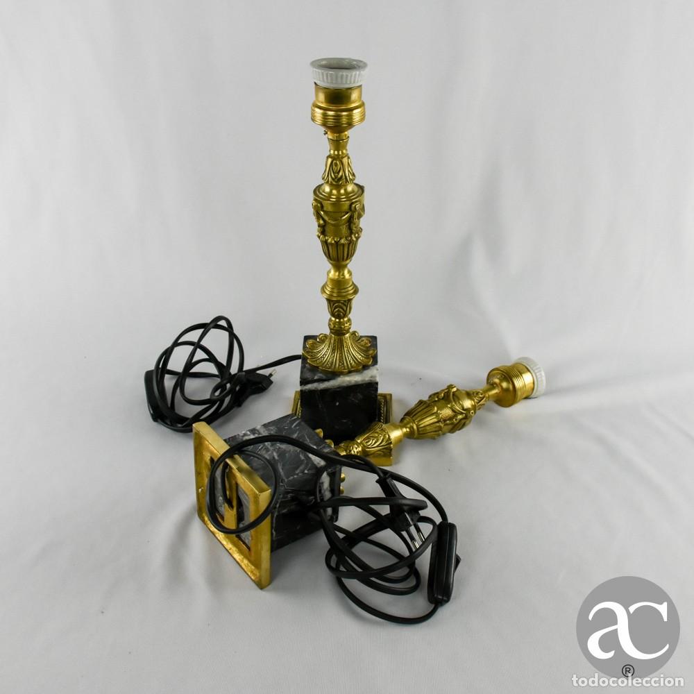 Vintage: Par de Candeeiros de mesa em bronze e m&aacute;rmore, estilo Lu&iacute;s XVI - Foto 8