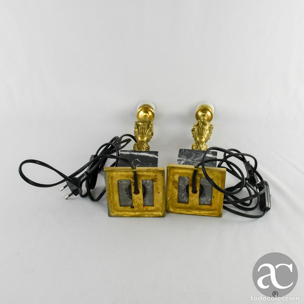 Vintage: Par de Candeeiros de mesa em bronze e m&aacute;rmore, estilo Lu&iacute;s XVI - Foto 9