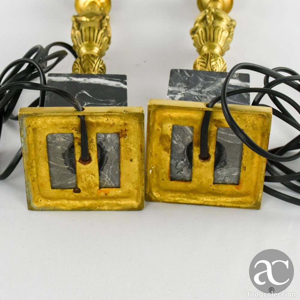 Vintage: Par de Candeeiros de mesa em bronze e m&aacute;rmore, estilo Lu&iacute;s XVI - Foto 10