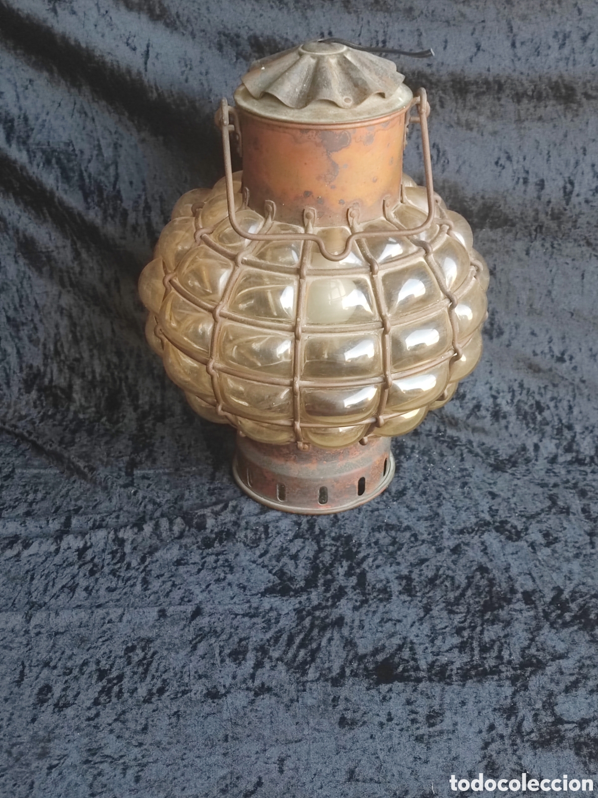 Vintage: Antigua l&aacute;mpara burbuja - L&aacute;mpara n&aacute;utica colgante antigua Linterna de cristal burbuja - L&aacute;mpara