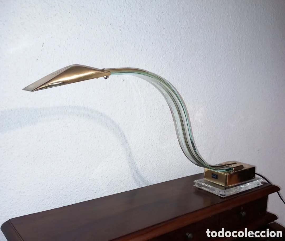 Vintage: LAMPARA DE DISE&Ntilde;O ITALIANO/MODELO COBRA by LUCITE(NEO-DECO A&Ntilde;OS 70-80s)72cm&times;36&times;12