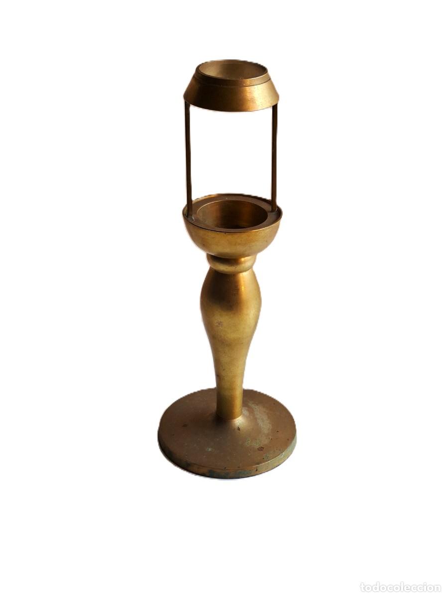 Vintage: CANDELABRO QUINQUE VINTAGE DE LATON DORADO 25 CM. ALTO