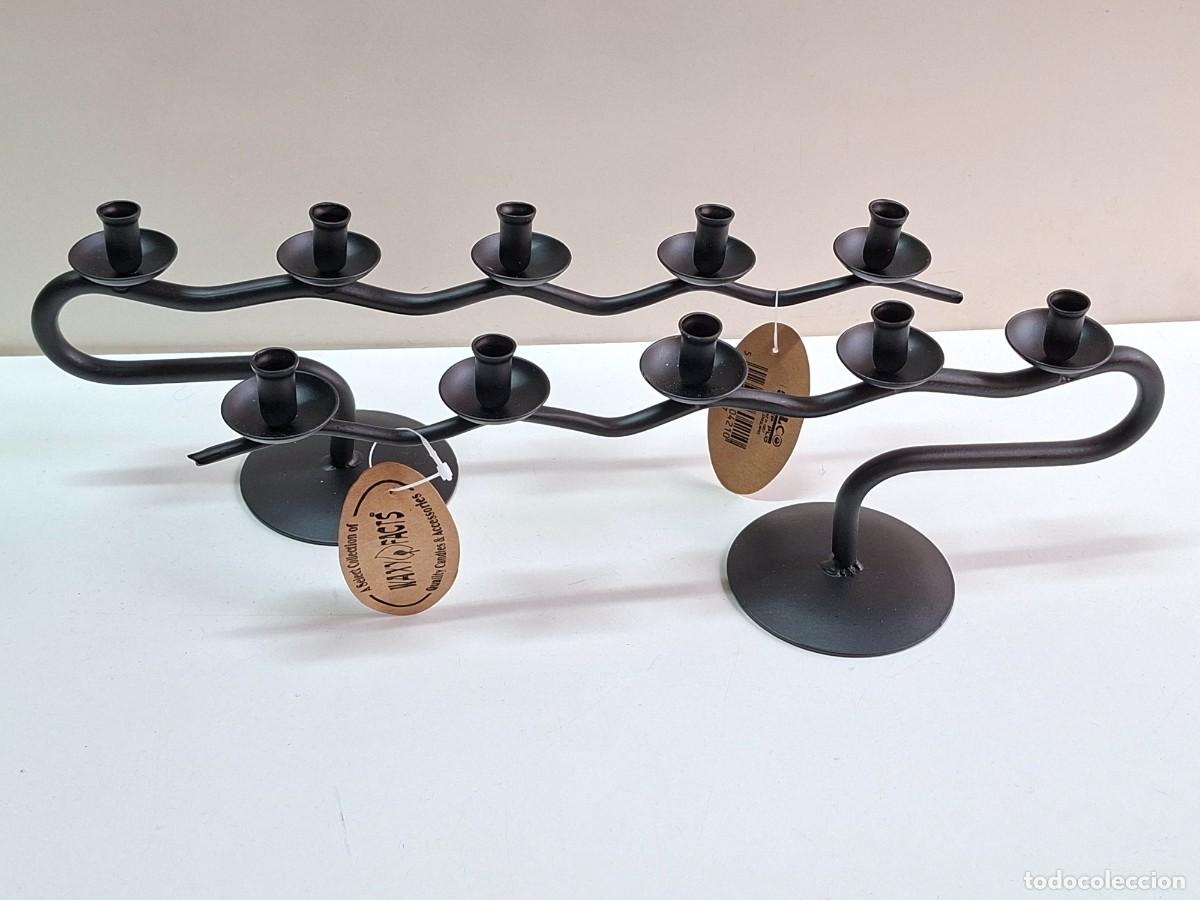 Vintage: JUEGO DE 2 CANDELABROS DE METAL NUEVOS