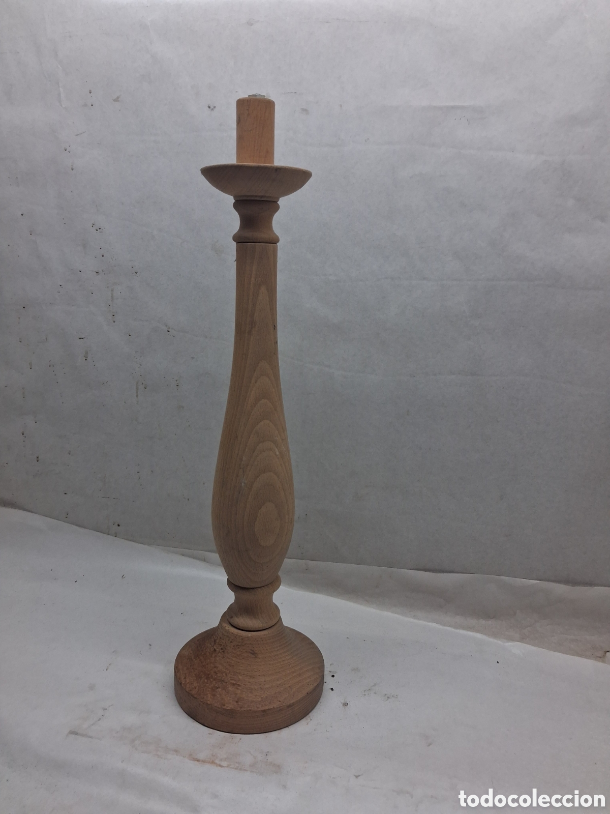 Vintage: Pie l&aacute;mpara madera ..