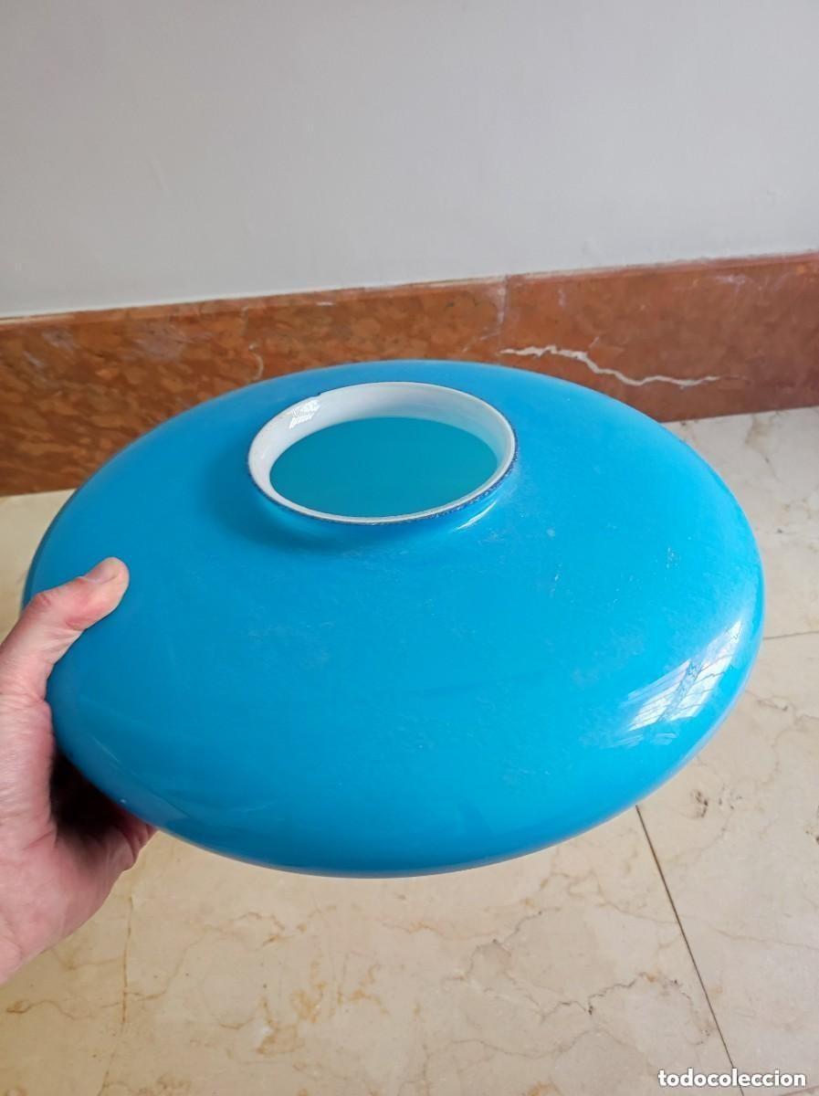 Vintage: Precioso globo o tulipa para lampara color azul