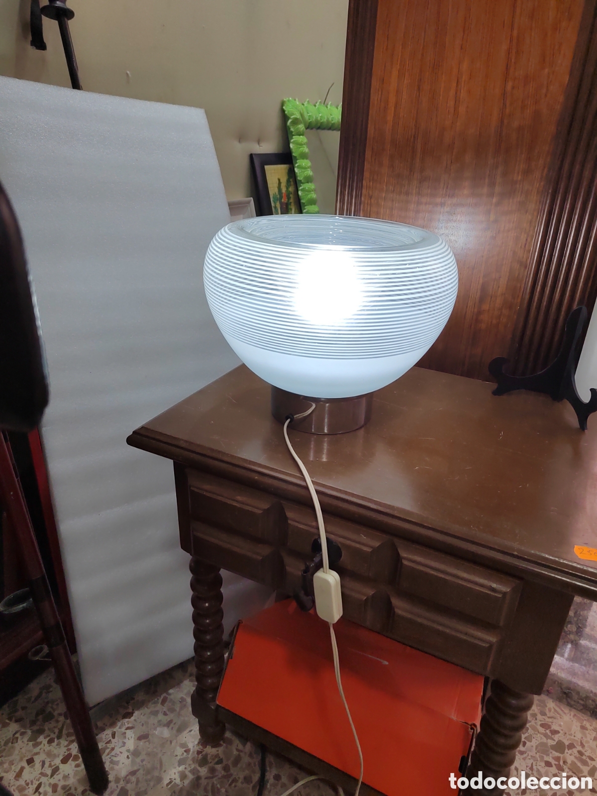 Vintage: L&aacute;mpara de mesa de cristal - Foto 5
