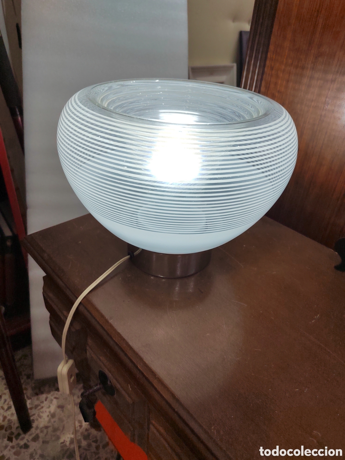 Vintage: L&aacute;mpara de mesa de cristal