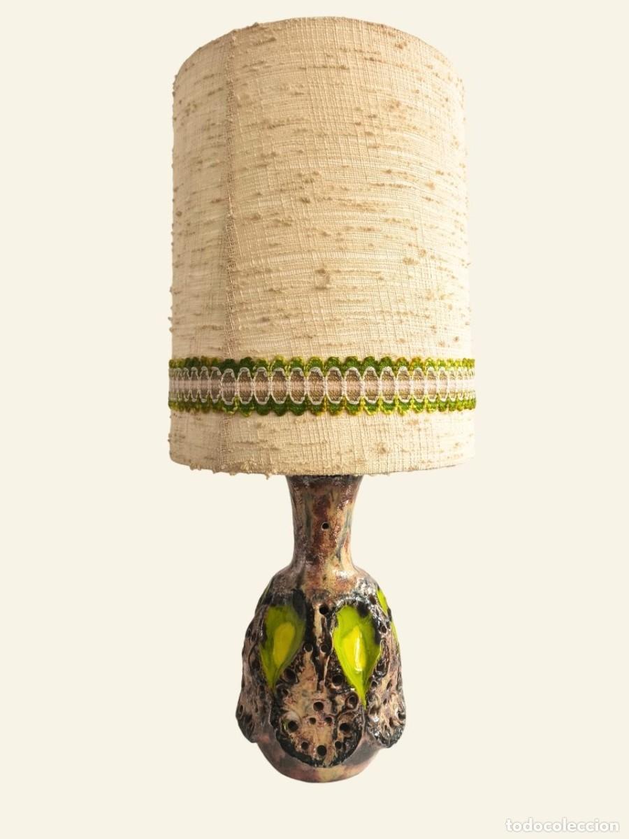 Vintage: L&aacute;mpara de mesa de cer&aacute;mica artesanal de doble iluminaci&oacute;n, estilo Gaud&iacute; .