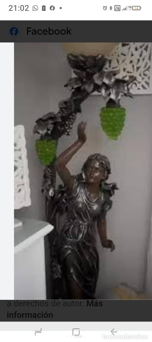 Vintage: Estatua lampara de calamina 1'80 de altura