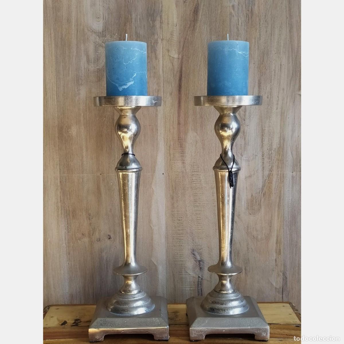 Vintage: Set de dos candelabros plateados