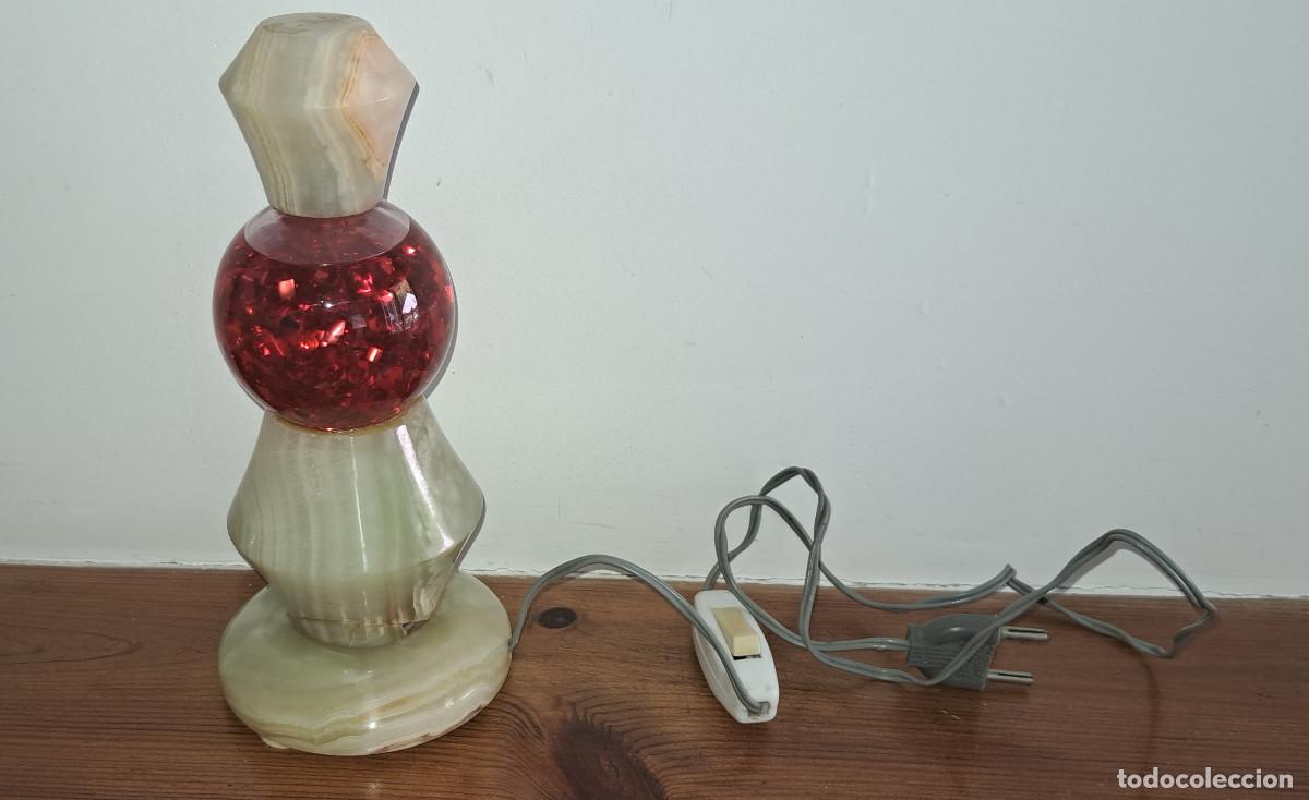Vintage: LAMPARA DE LAVA - CUERPO DE ALABASTRO - VINTAGE - A&Ntilde;OS 70 - FUNCIONANDO