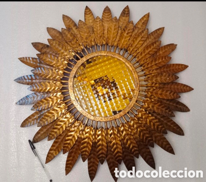 Vintage: Lampara techo sol sunburst original vintage hojas doradas